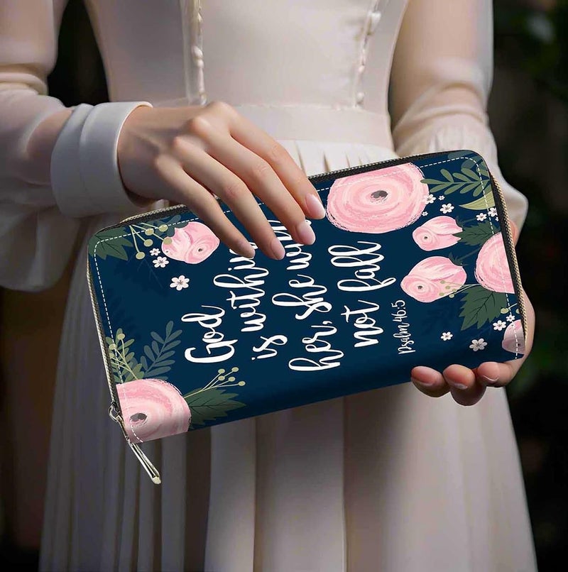 FQTBCEARI Hummingbird Flower Print Women Large Capacity Wallet PU Leather Zipper Clutch Purse for Smart Phone/Card/Coin/Cash - Image 5
